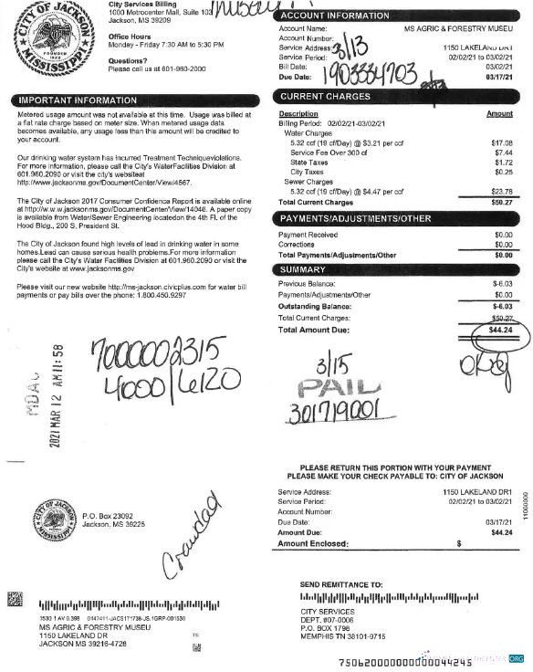 download download USA CITY OF JACKSON utility bill Word and PDF template PDF template PDF template